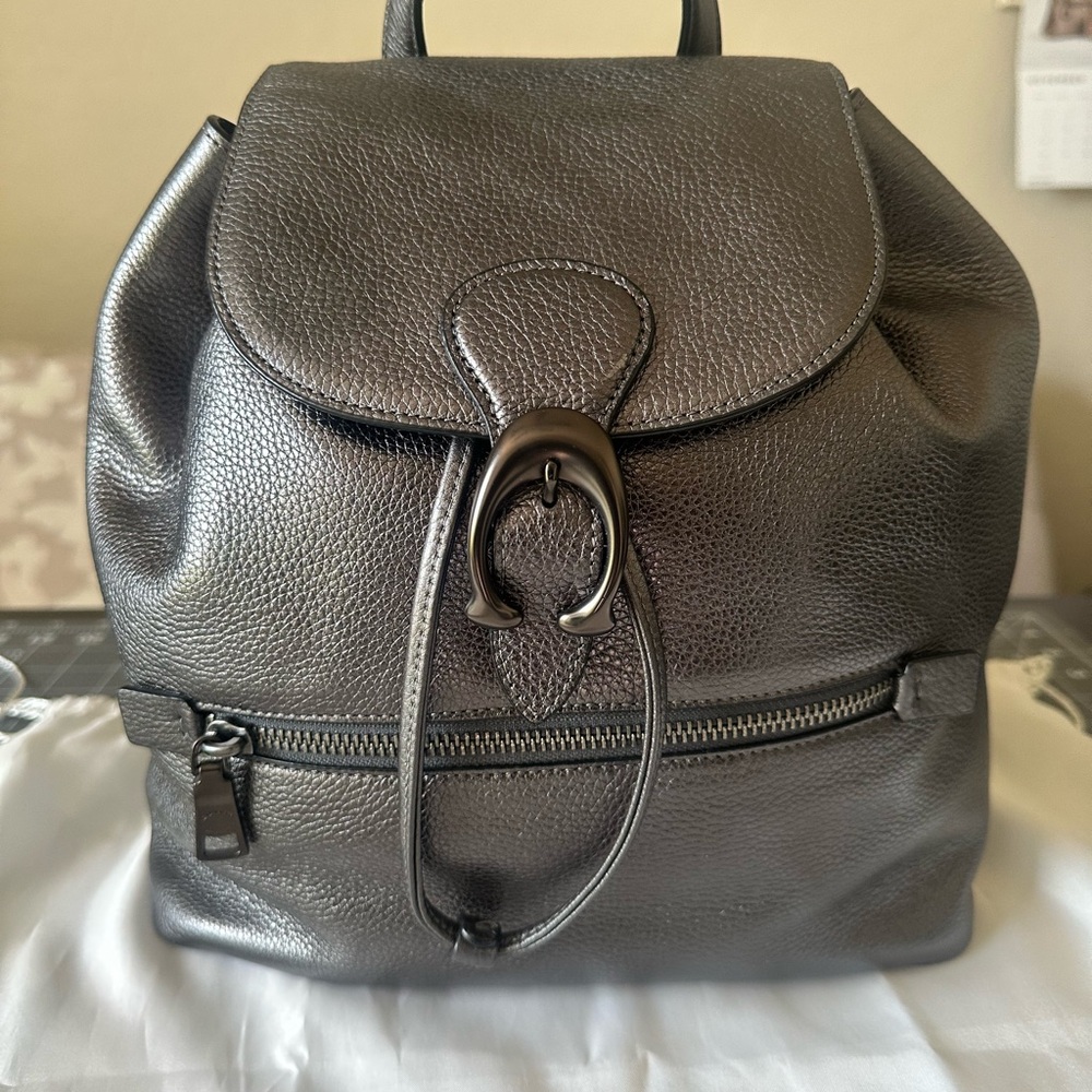 Coach Metallic Silver Leather Bag